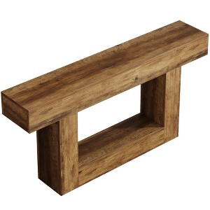 Gulches Farmhouse Console Table, 2-Tier, U-Shaped Base, Vintage Brown, 63", Entryway/Sofa/Hallway Table - 1 of 4