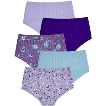 Comfort Choice Women's Plus Size Cotton 3-pack Color Block Full-cut Brief -  15, Pink : Target