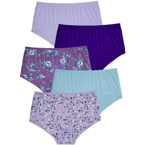 Comfort Choice Women's Plus Size Stretch Cotton Brief 5-pack, 9 - Tulip  Pack : Target