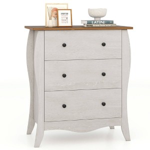 Costway 1/2 PCS 30" Farmhouse Chest of Drawers with 3 Folding Fabric Drawers Anti-tipping Kit Gray - 1 of 4