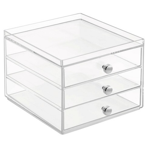 GN109 2 Pack 3 Section Drawer Organizer, Acrylic Makeup Drawer Tray Small  Clear Jewelry Storage Organizer, Adjustable Divided Desk Drawer Tray For  Kitchen, Bathroom, Office, 10 L X 4 W X 2