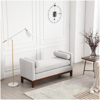 GustoWave 53.5" Upholstered End of Bed Bench with Pillows - Modern Style, Solid Wood Legs - Entryway and Living Room Ottoman Bench,Light Gray
