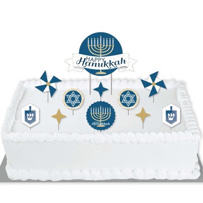 Big Dot of Happiness Happy Hanukkah - Chanukah Holiday Party Cake Decorating Kit - Happy Hanukkah Cake Topper Set - 11 Pieces