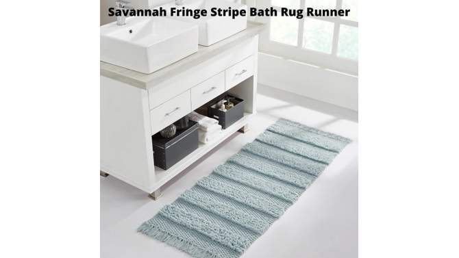 VCNY Savannah 24"x60" Fringe Striped Bath Rug Runner, 2 of 8, play video