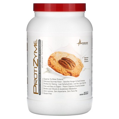 Metabolic Nutrition, Protizyme, 100% Whey Protein Powder, High Protein, Low Carb, Low Fat Whey Protein, Digestive Enzymes, 24 Essential Vitamins and