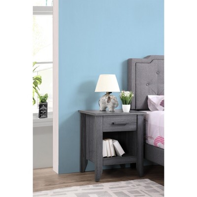Lennox 24" Gray Wood 1-Drawer Nightstand