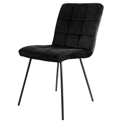Elama Black Velvet Tufted Accent Chairs with Metal Legs - 2 Piece Set