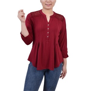 NY Collection Womens Rouched Peasant Blouse - 1 of 1