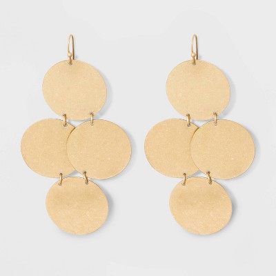 Tiered Textured Disc Drop Earrings - Universal Thread™ Gold