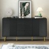Modern Geometric Sideboard Cabinet with Metal Legs, 3 Drawers & 2 Cabinets for Study/Entryway/Living Room, Black - ModernLuxe - 2 of 4