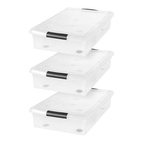 Iris Usa 3 Pack 40qt Under Bed Storage Bins With Lids And Durable Buckles,  Clear : Target