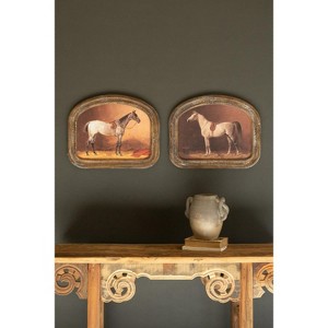 Wall Art 16"H - Framed Horse Prints Under Glass Rustic Wall Decor, Set of 2 by Kalalou - 1 of 3
