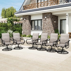Captiva Designs Outdoor PatioDining Steel Swivel Chairs with Padded Textilene - 1 of 4