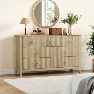 Fluted 7 Drawers Dresser,54" Wide Modern Chest of Drawers with Gold Metal Handle,Dresser TV Stand, Wood Drawer Organizer for Bedroom, Living Room - 1 of 4