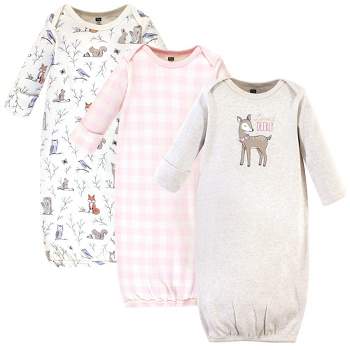 Hudson Baby Infant Girl Cotton Long-Sleeve Gowns 3pk, Enchanted Forest, 0-6 Months