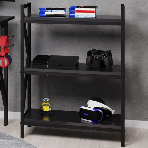 HOMCOM 3-Tier Industrial Style Storage Metal Wooden Shelf with A Robust Multi-functional Design & Adjustable Feet Black