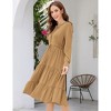 Women's Fall Long Sleeve Dresses Casual Boho Ruffle Neck Tiered A Line Flowy Wedding Guest Midi Dress - 4 of 4