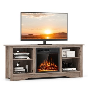 Tangkula 58" TV Stand w/ 18" Electric Fireplace Heater 750W/1500W & Remote for 65" TV - 1 of 4