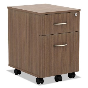 Alera Valencia Series Mobile Pedestal, Left/Right, 2-Drawers: Box/File, Legal/Letter, Modern Walnut, 15.88