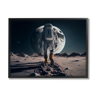 Stupell Industries Man On Moon Outer Space Astronaut Framed Giclee