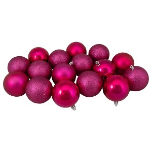 Northlight 16ct Shatterproof 4-Finish Christmas Ball Ornament Set 3” - Pink - 1 of 4