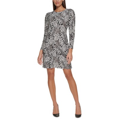 Tommy Hilfiger Womens Printed Puff-Sleeve Floral A-line Dress