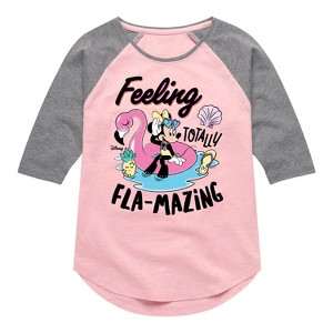Girls' - Disney - Feeling Flamazing Shirt Tail Raglan Graphic T-shirt - 1 of 4