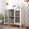 Modern Living Room Cabinet with 2 Glass Doors, Adjustable Shelf, Versatile Storage Organizer for Kitchen, Entryway - 4 of 4