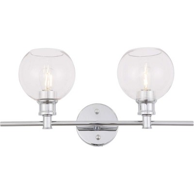 Elegant Lighting Collier 2 Light Chrome And Clear Glass Wall Sconce ...