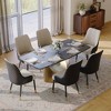 POVISON Modern Upholstered High Back Dining Chairs Set of 2, Curved Back Armchairs, Black & Light Gray - 2 of 4