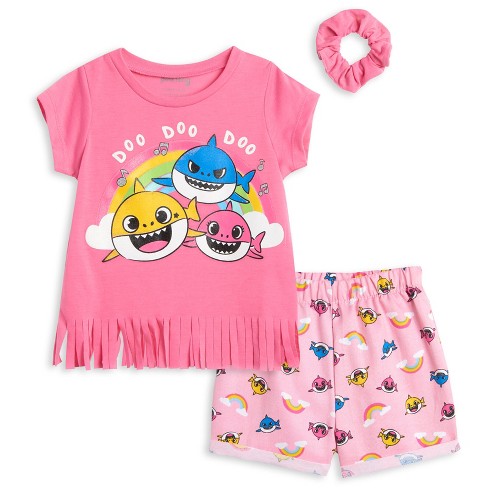 Pinkfong Baby Shark Infant Baby Girls Girls Graphic T-shirt Shorts And  Scrunchie 3 Piece Outfit Set 18 Months : Target