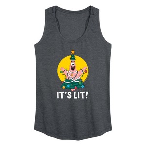 Women's - SpongeBob SquarePants - Patrick It's Lit Graphic Racerback Tank - 1 of 4