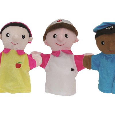 Multicolored Community Helper Puppets Set of 10