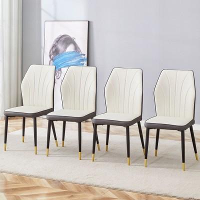 NicBex PU Dining Chairs Set of 4,Modern Kitchen Chairs with High Backrest and Metal Legs for Living Meeting Room,Bedroom