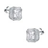Guili 2.50ctw Stud Earrings with Radiant Lab-Created Moissanite and Vintage Geometric Square Halo – Elegant and Sparkling Design - 2 of 3