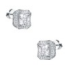 Guili 2.50ctw Stud Earrings with Radiant Lab-Created Moissanite and Vintage Geometric Square Halo – Elegant and Sparkling Design - image 2 of 2