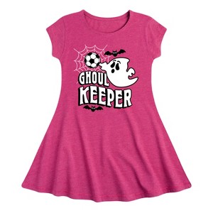 Girls' - Instant Message - Ghoul Keeper Fit & Flair Cap Sleeve Graphic Dress - 1 of 4