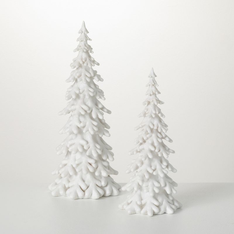 Snow Covered Pine Tree White 18.5"H Resin Set of 2, 1 of 6