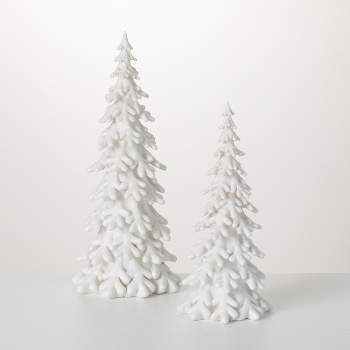 Snow Covered Pine Tree White 18.5"H Resin Set of 2