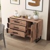 Costway Vintage Accent Cabinet Sideboard Cabinet with 3 Drawers, 1 Door, 1 Adjustable Shelf Rustic Brown - 4 of 4