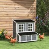 PawHut Wooden Chicken Coop, 39" Chicken House with Nesting Box, Pull-Out Tray, Waterproof Roof, for 4-6 Chickens, Rabbits, Light Gray - 2 of 4