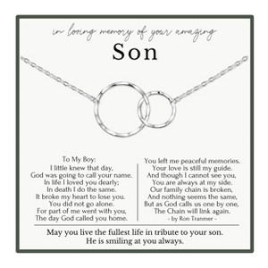 HOPE LOVE SHINE Loss of Son Memorial Necklace – 2 Ring Tribute Jewelry – 14k Gold Sterling Silver - 1 of 1