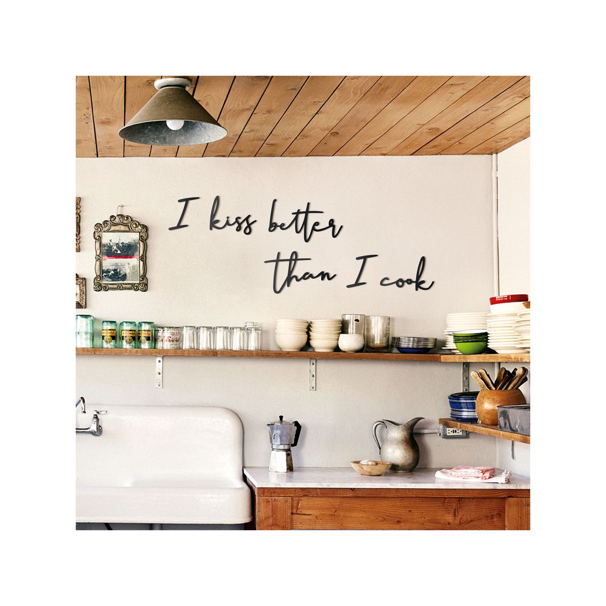 I Kiss Better Than I Cook Metal Wall Art - Kitchen Decor for Home, Bar, or Dining Room