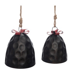 Transpac Metal 26 in. Brown Christmas Bells With Bow Set of 2 - 1 of 2