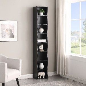 Kumasinova 7-Tier Modern Bookshelf with Wavy Border Design,Bookcase with Adjustable Shelves,Detachable Upper & Lower Units for Living Room - 1 of 4