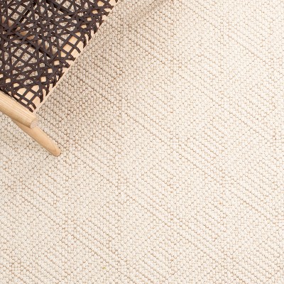 Ivory Flat Woven Wool Area Rug, 8' x 10'