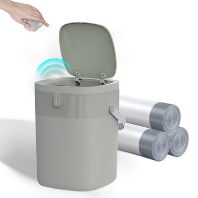 SEVOBAL Indoor Trash Cans Bathroom Small Trash Can 3 Gallon Slim Garbage Bin Wastebasket for Bedroom, Office, Kitchen, Gray, 10.1"*10.3"*13.6"