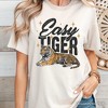 Easy Tiger Retro Grunge T-Shirt, Vintage White and Natural Tee With Wild Animal| OrnamentallyYou - 4 of 4