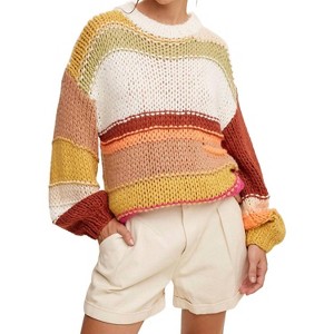 Women's Open Mixed Knit Slouchy Hand Crochet Sweater - Listicle - 1 of 3