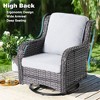 XIZZI Wicker Patio Furniture Set with 3-Seat Sofa, Swivel Rocking Armchairs & Ottomans & Side Table, Modular Sectional Outdoor Conversation Sofa Set - 3 of 4